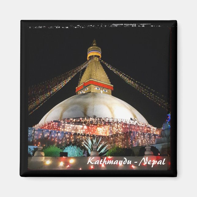Aimant Boudhanath Stupa la nuit, Katmandou - Népal (Devant)
