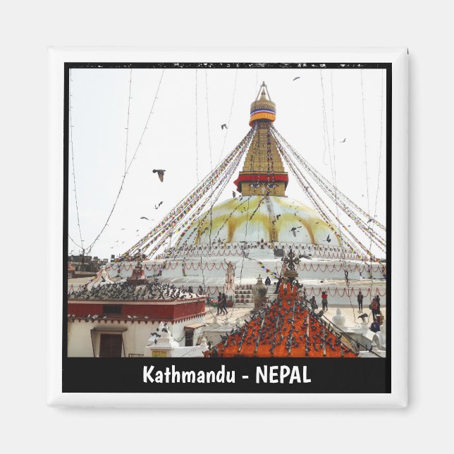 Aimant Boudhanath Stupa, Offres de fleurs, Katmandou, Nép (Devant)