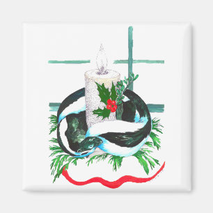 Aimant Bougie de Noël Skunk Enveloppé Mignonne Fête