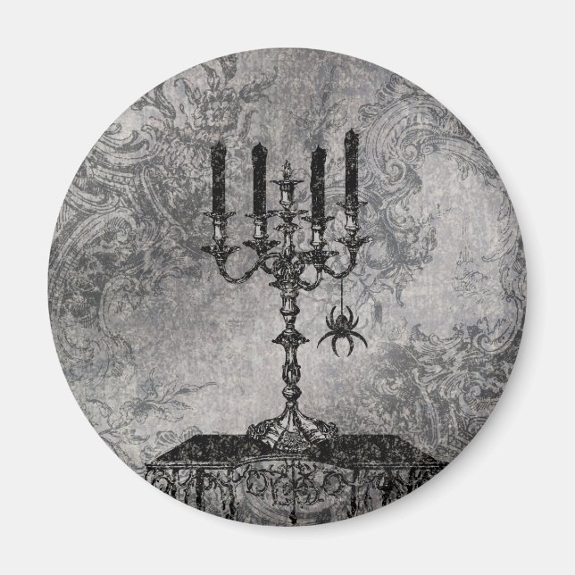 Aimant Bougie gothique avec araignée, Halloween (Devant)