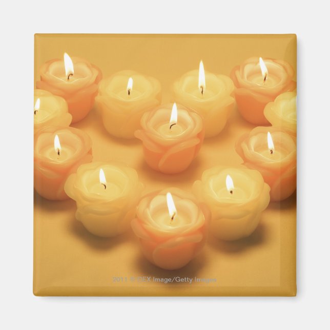 Aimant Bougies brûlantes disposées en forme de coeur (Devant)