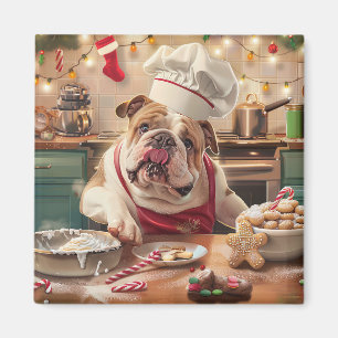 Aimant Bouldog anglais : Pâtisserie de fêtes de Noël : un