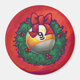 Aimant Boule de billard neuf dans une guirlande de Noël s