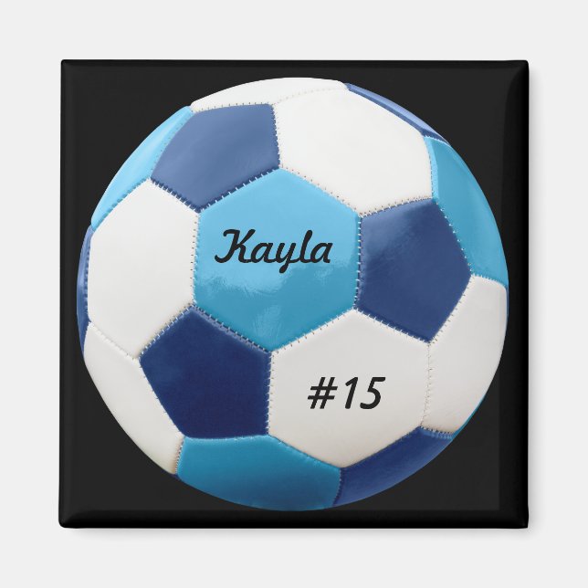Aimant Boule de soccer personnalisée, blues (Devant)