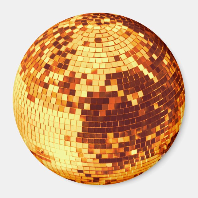 Aimant Boule disco rétro scintillement paillettes or anni (Devant)
