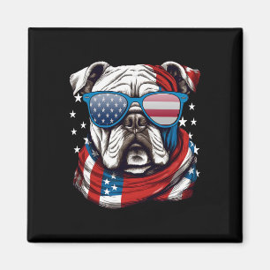 Aimant Bouledogue Américain Patriotique Fête du 4 juillet
