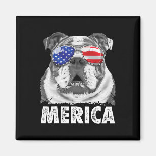 Aimant Bouledogue Anglais 4 Juillet Merica Hommes Femmes