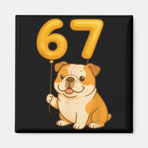 Aimant Bouledogue Anglais Chien Drôle 67 Mème Six Sept Ba