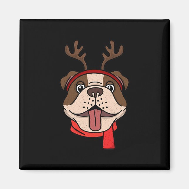 Aimant Bouledogue anglais Noël Renne Antilopes Noël  (Devant)