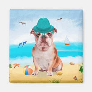 Aimant Bouledogue anglais sur la plage