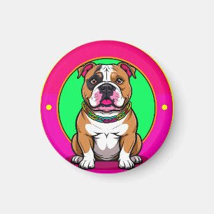 Aimant Bouledogue anglais sur un fond vibrant