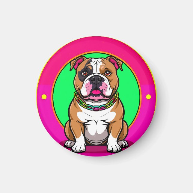 Aimant Bouledogue anglais sur un fond vibrant (Devant)