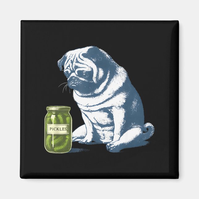 Aimant Bouledogue français avec pot de cornichon mème drô (Devant)