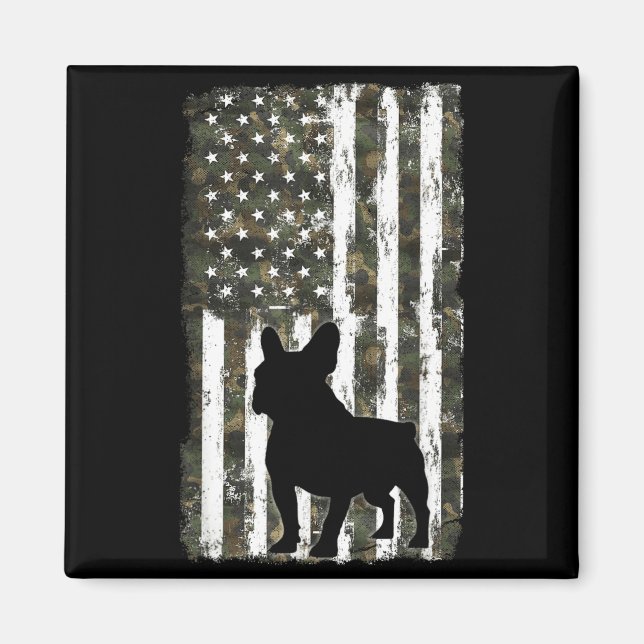 Aimant Bouledogue français camouflage drapeau américain U (Devant)