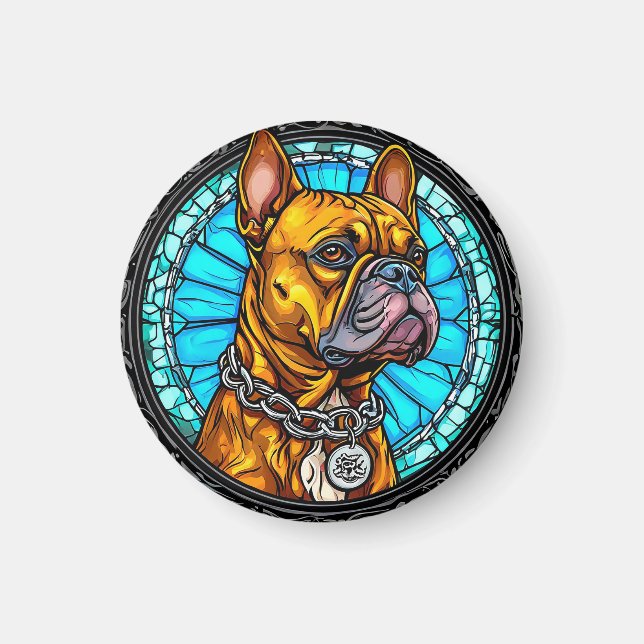 Aimant Bouledogue français dans un design orné (Devant)