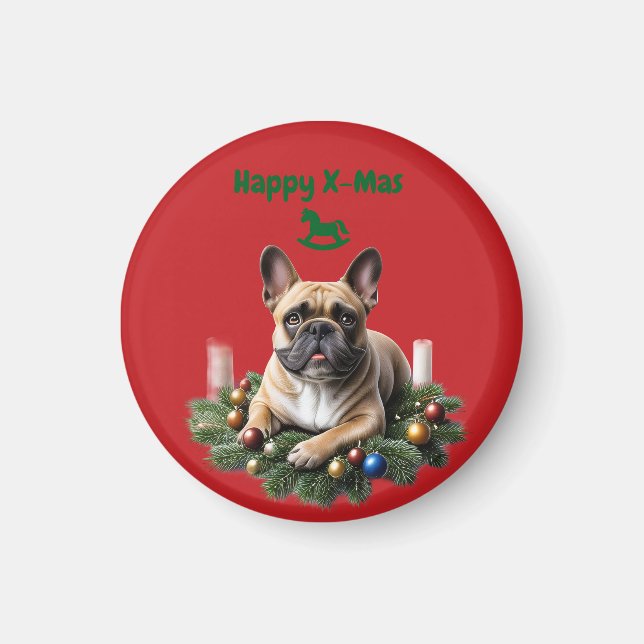 Aimant Bouledogue français French Bulldog  Noël (Devant)