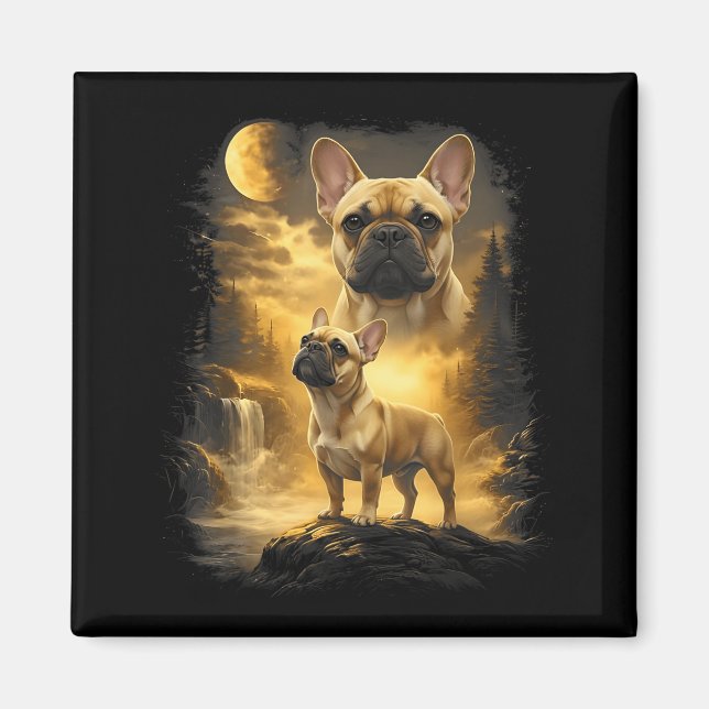 Aimant Bouledogue français ! hurle à la lune mème 90s (Devant)