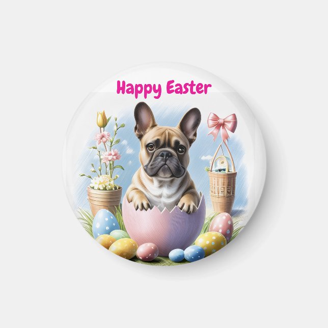 Aimant Bouledogue français Joyeuses Pâques Bouledogue Fra (Devant)