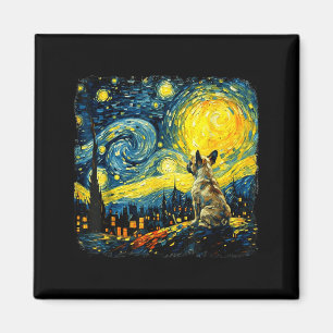 Aimant Bouledogue français Nuit étoilée Van Gogh Maman de