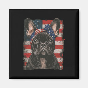 Aimant Bouledogue Français Patriotique 4 juillet Etats-Un