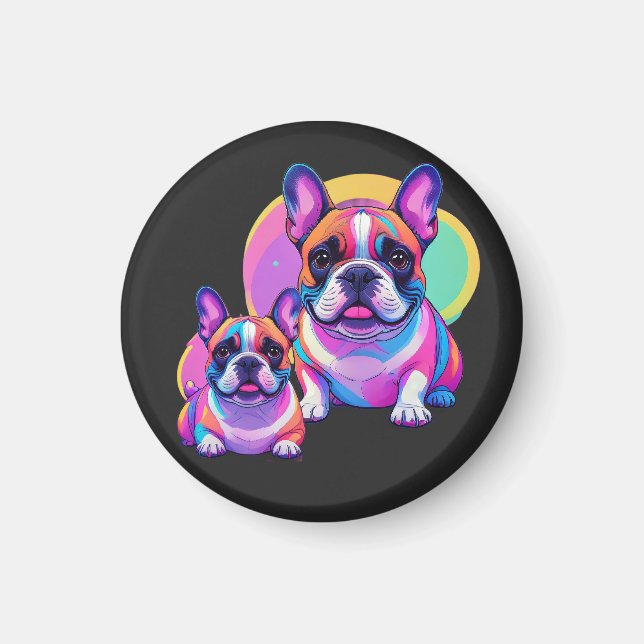 Aimant Bouledogue français Pop Art (Devant)