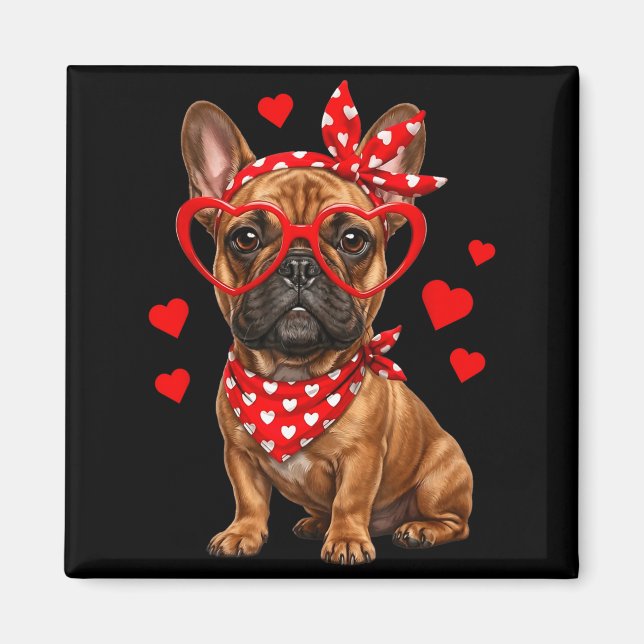 Aimant Bouledogue français Saint-Valentin Frenchie amoure (Devant)