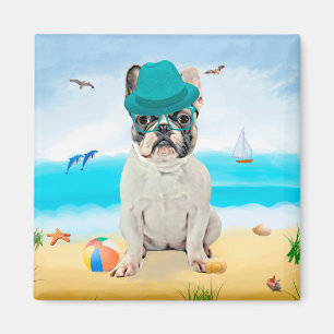 Aimant Bouledogue français sur la plage