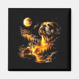 Aimant Bouledogue hurle à la lune vintage 90s drôle de ch
