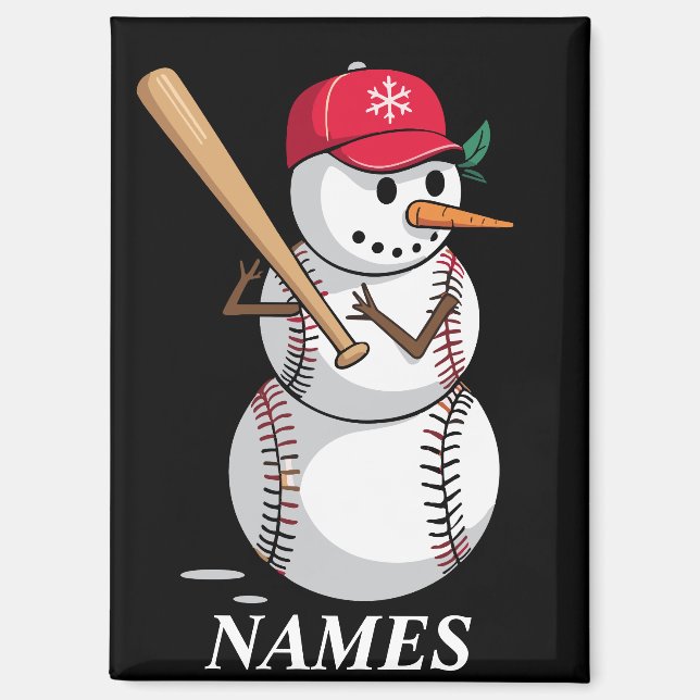 Aimant Boules de neige de baseball avec nom personnalisé  (Recto)