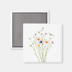 Aimant Bouquet aquarelle de fleurs sauvages
