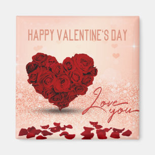 Aimant Bouquet de coeur du Rose de la Saint-Valentin - Ma
