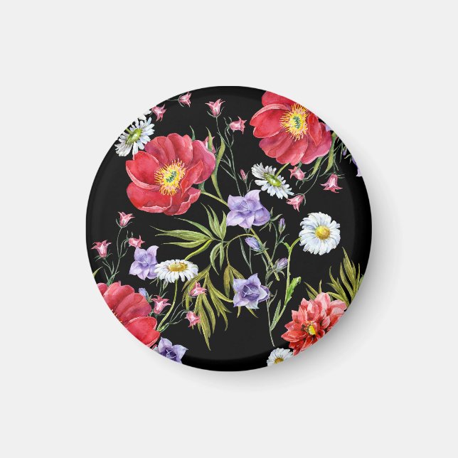 Aimant Bouquet de fleurs d'aquarelle : Motif sans couture (Devant)