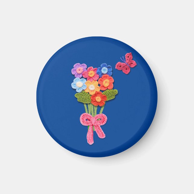 Aimant Bouquet de fleurs de Crochet Imprimer Porte - clé (Devant)
