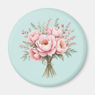 Aimant Bouquet de fleurs de pivoine rose joli