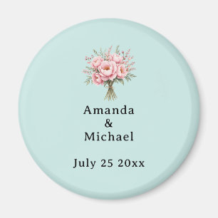 Aimant Bouquet de fleurs de pivoine rose joli mariage