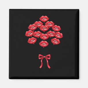 Aimant Bouquet de fleurs Lloons Kiss lèvres rouges brilla