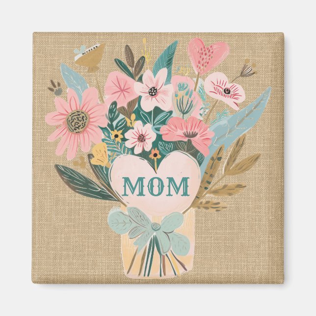 Aimant Bouquet de fleurs maman (Devant)