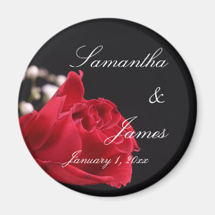 Aimant Bouquet de roses rouges pour mariage personnalisé