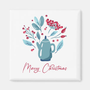 Aimant Bouquet de théière élégant Joyeux Noël