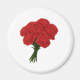 Aimant Bouquet des oeillets rouges - Art romantique éléga