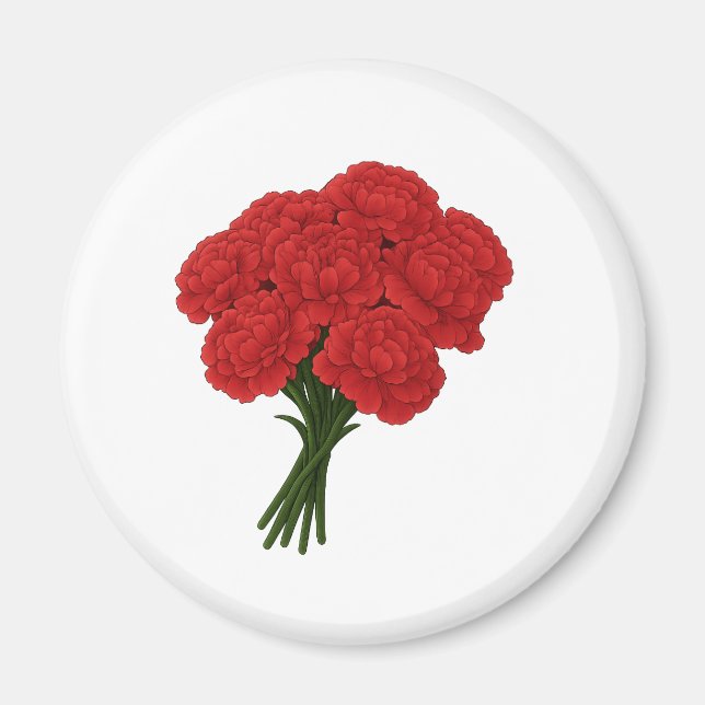 Aimant Bouquet des oeillets rouges - Art romantique éléga (Devant)