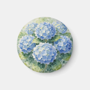 Aimant Bouquet d'hortensias bleus à l'aquarelle