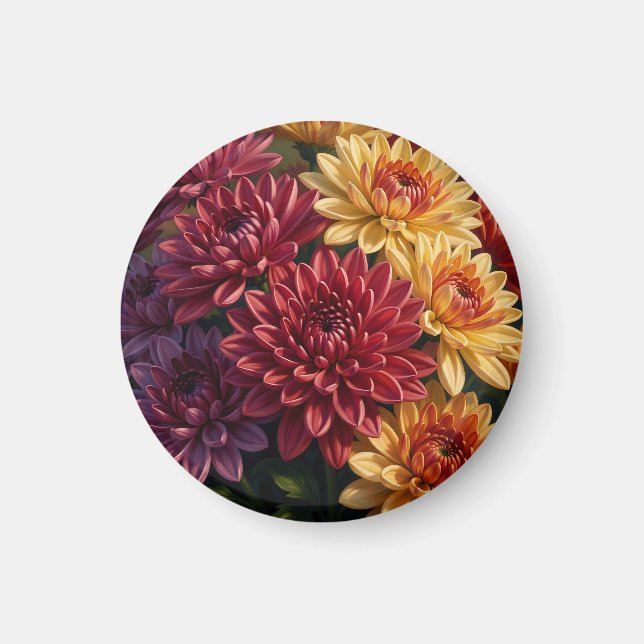 Aimant Bouquet floral de dahlia vibrant  (Devant)