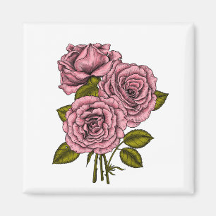 Aimant Bouquet rose roses