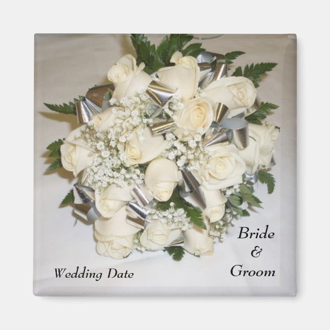 Aimant Bouquet Roses blanches Mariage Favoriser l'aimant (Devant)