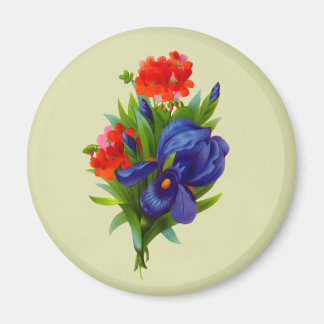 Aimant Bouquet vintage bleu Iris