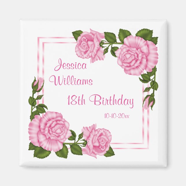 Aimant Bouquets d'angle rose joli pour 18 ans (Devant)