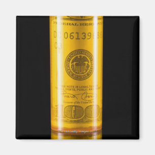 Aimant Bouteille de prescription avec cent billets d'un