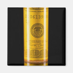 Aimant Bouteille d'ordonnance avec billet de cent dollars