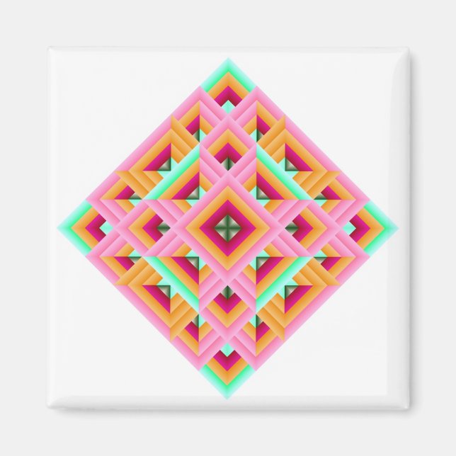 Aimant Bouteille en diamant en rose et vert (Devant)